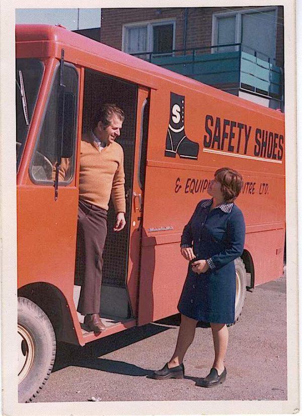 Frank and Nella Colantonio with Safety Shoes van